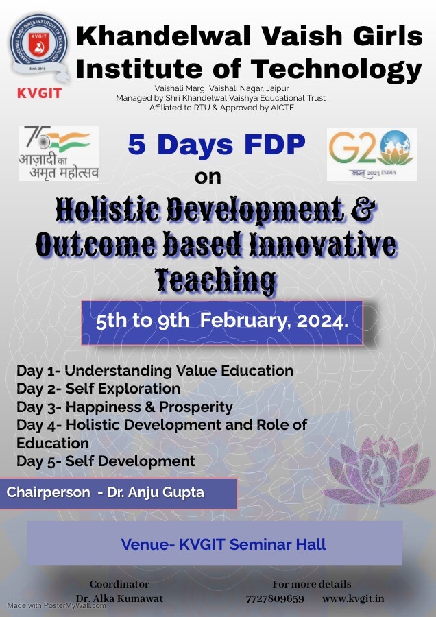 5 Days FDP on Holistic Development & Outcome based Innovative Teaching